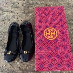 Tory Burch navy patent flats